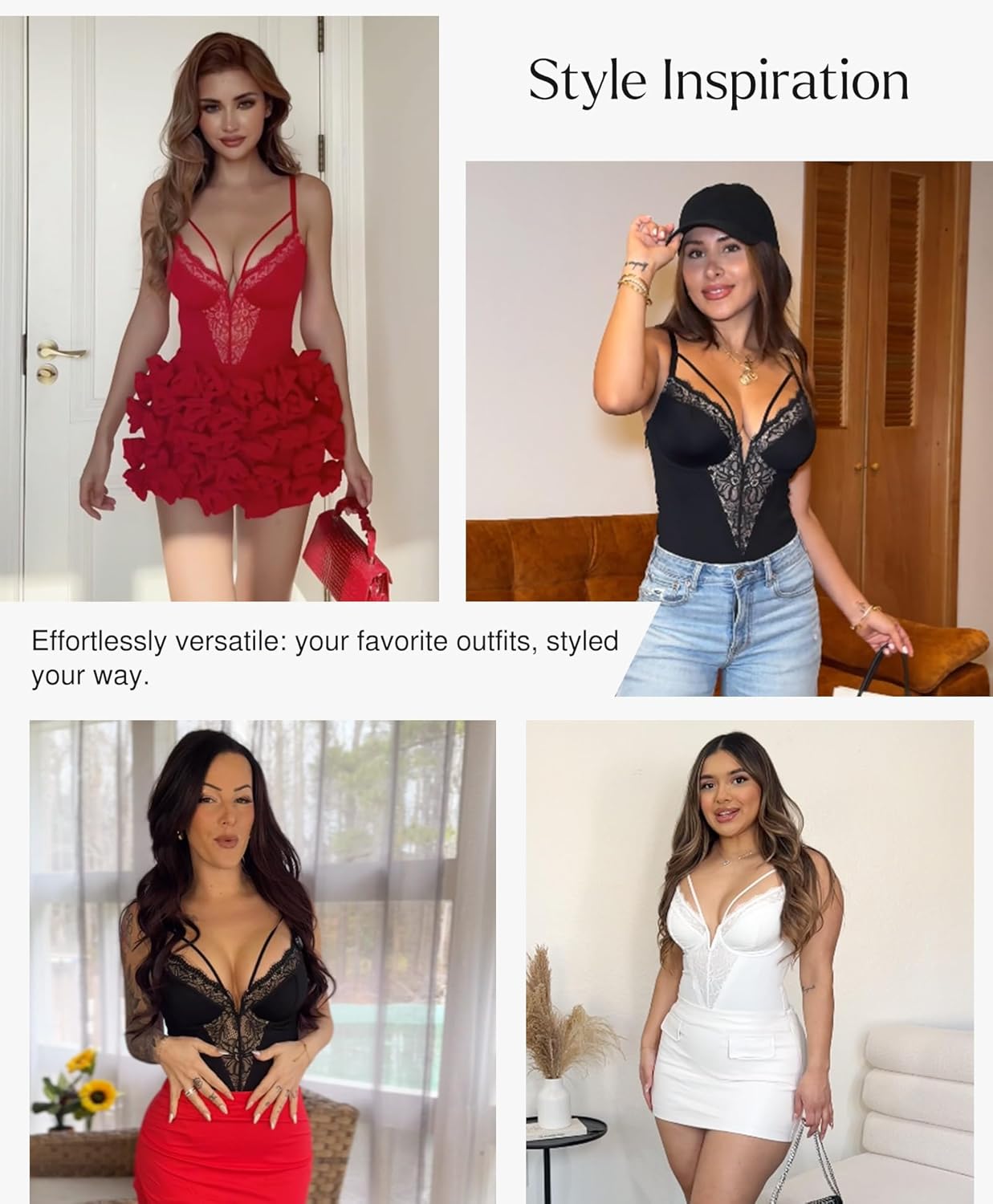 Women’s Lace Bodysuit – Tummy Control Corset with Side Zipper