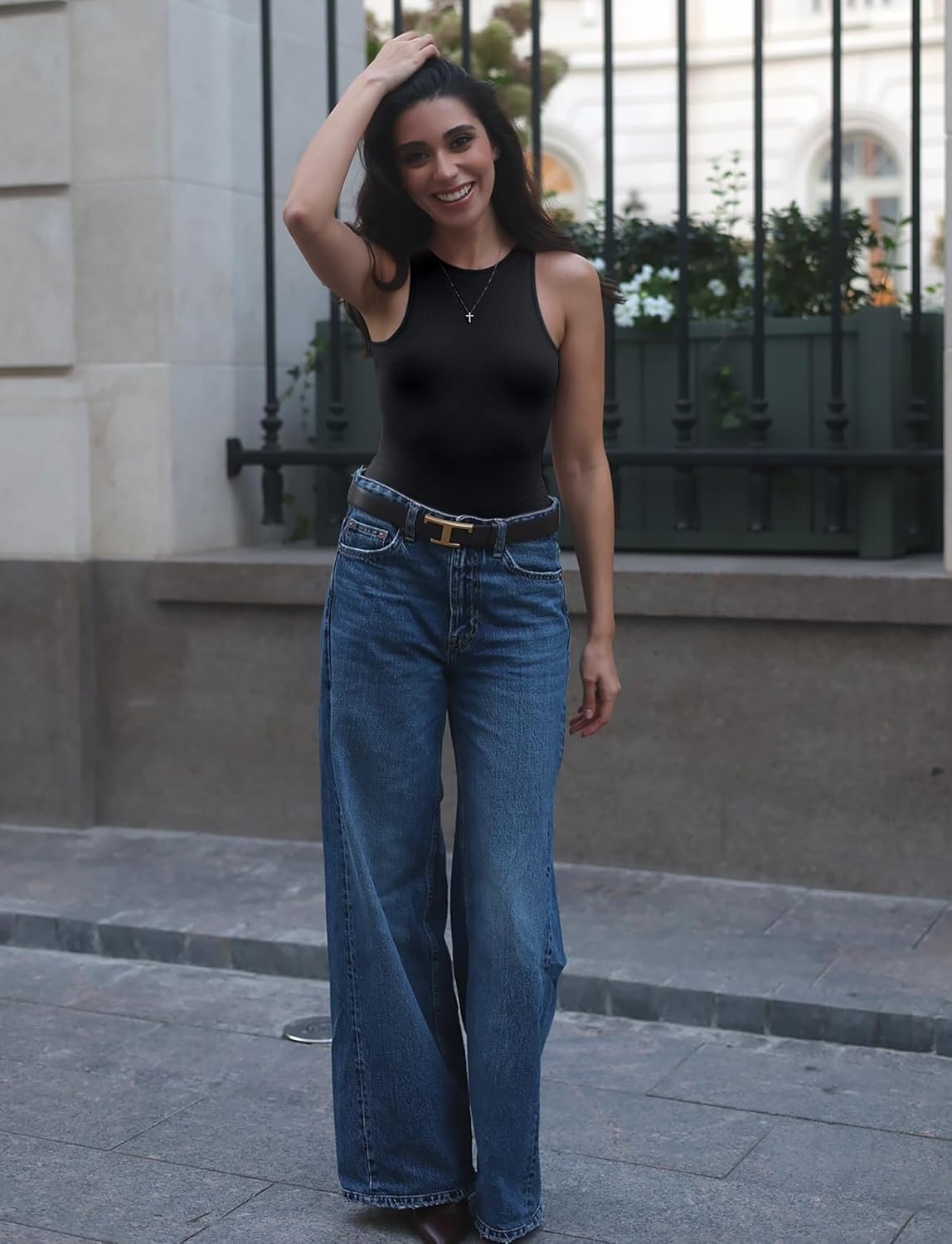 Women’s High Neck Tummy Control Bodysuit – Seamless Racerback Body Shaper