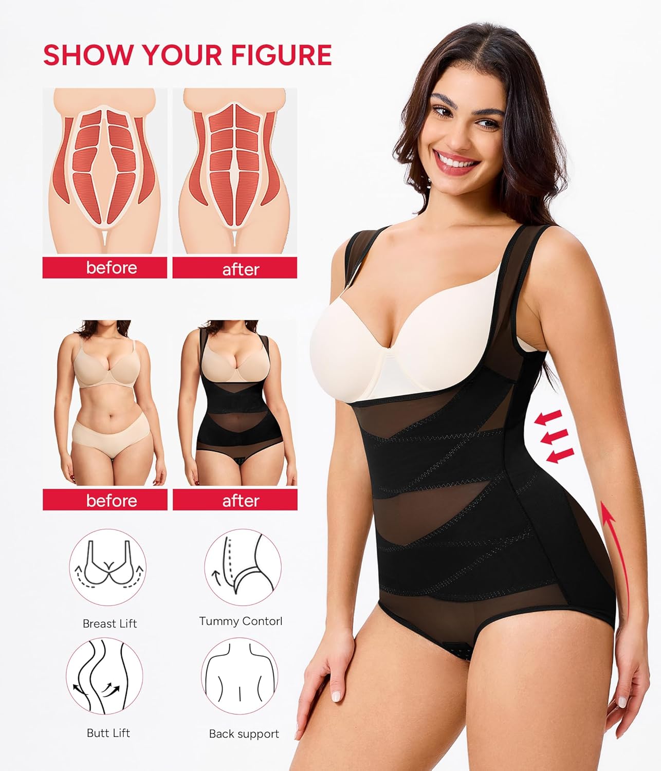 Tummy Control Shapewear for Women – Faja Bodysuit Corset Shaper