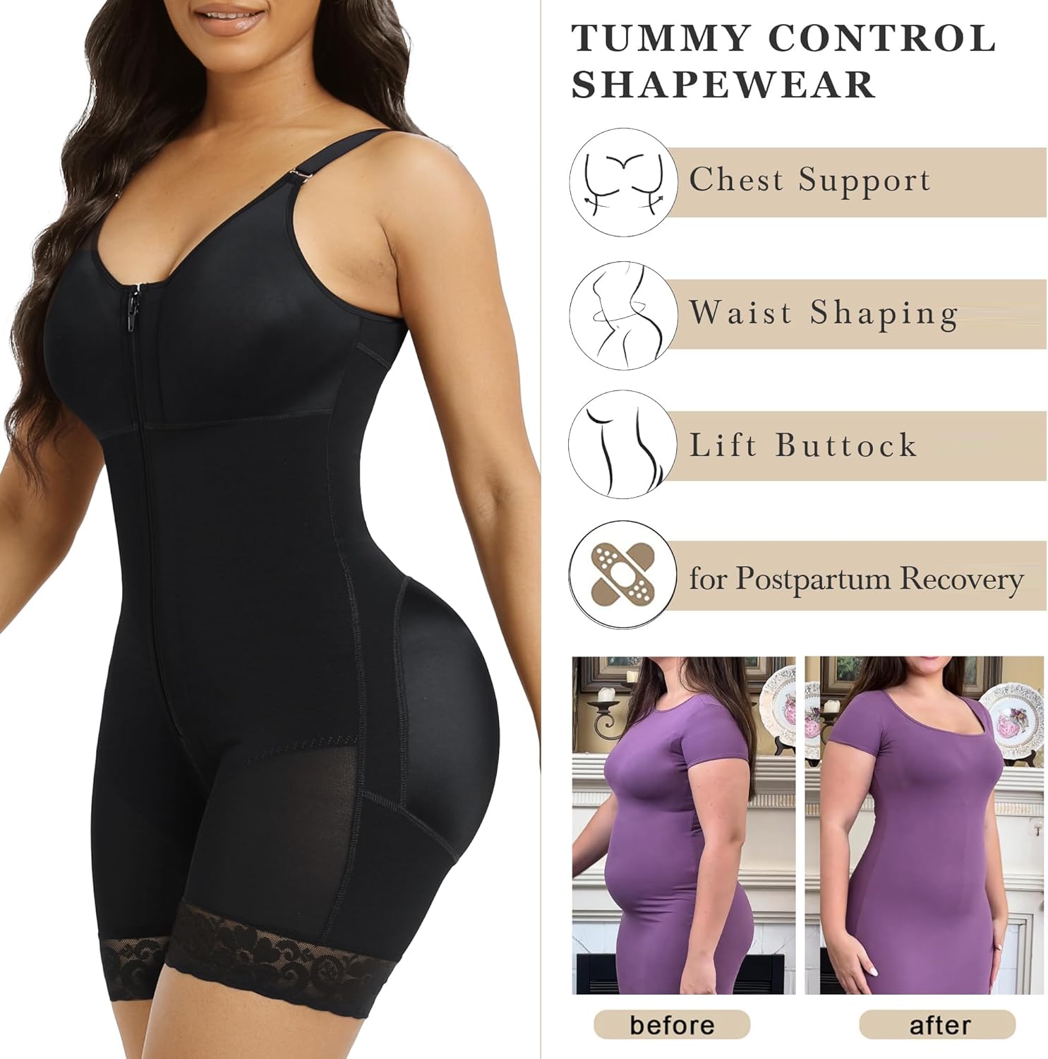 EASYBRA Colombian Faja Shapewear for Women – Tummy Control & Butt Lifter