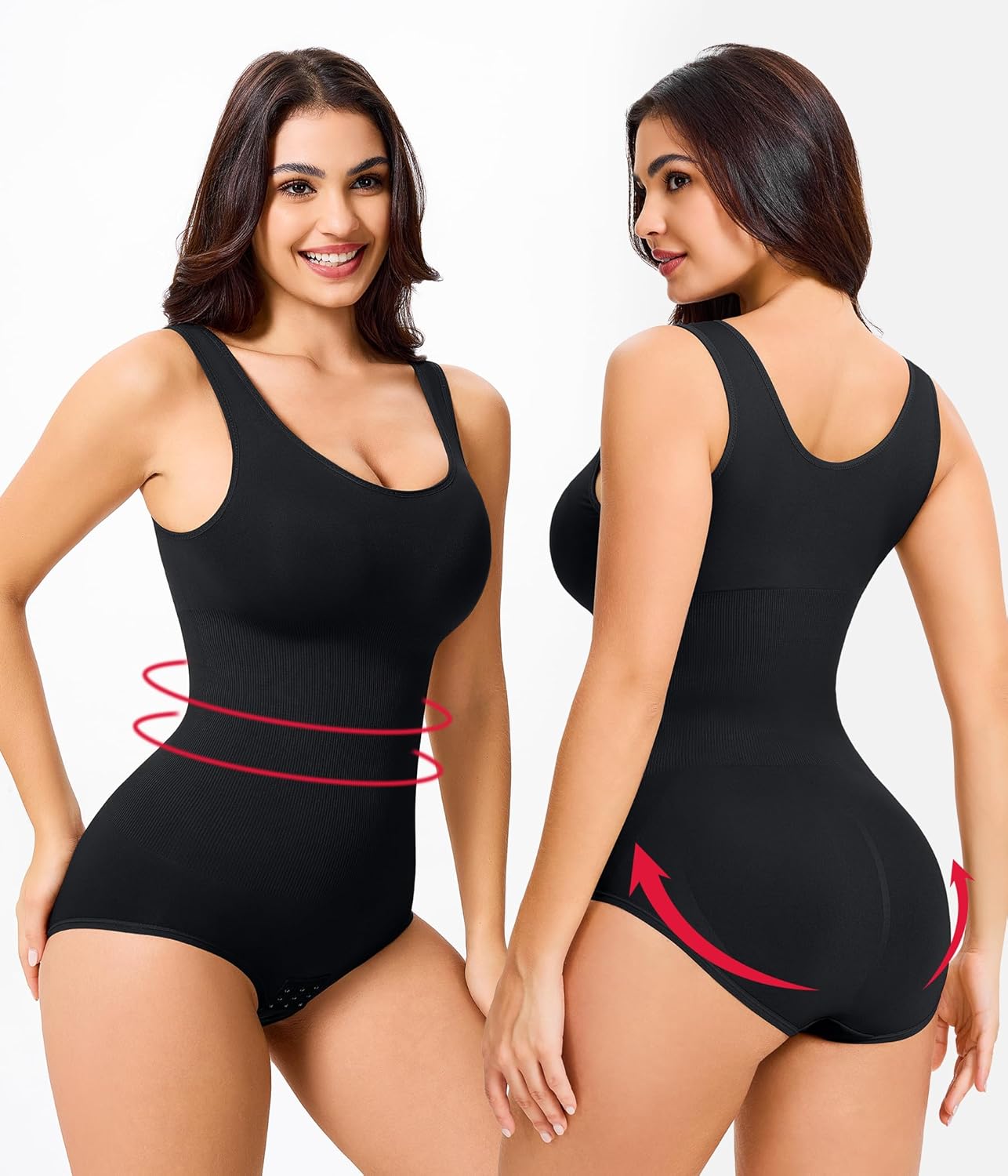 Womens' Waist Trainer Seamless Round Neck Tummy Control Shapewear Bodysuit