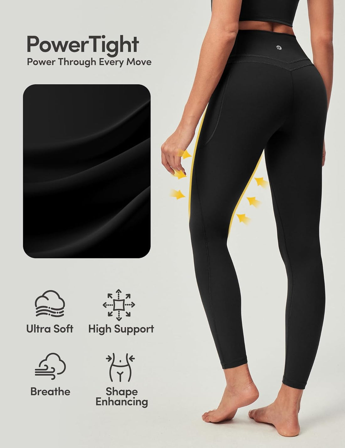 EASYBRA Compression Leggings with Pockets for Women Tummy Control Leggings No Front Seam Workout High Waist Yoga Pants
