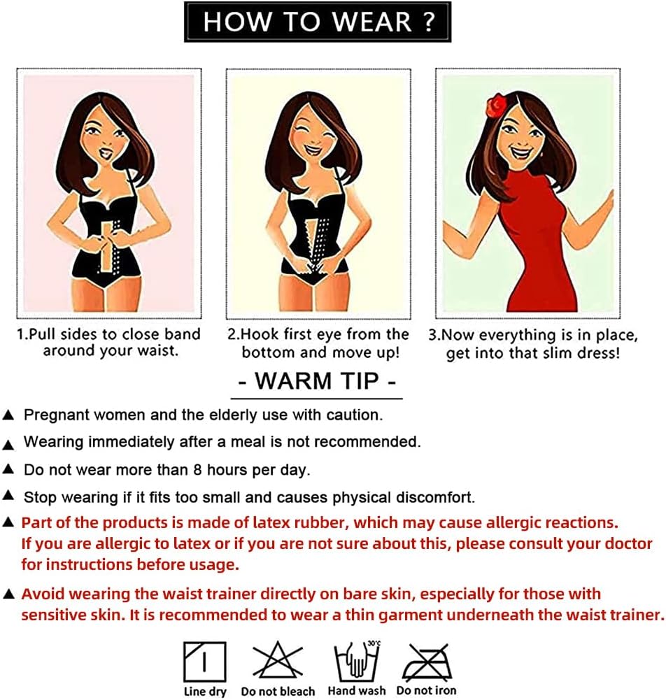 Waist Trainer for Women Latex Underbust Tummy Control Waist Cincher Corset Hourglass Body Shaper Zipper and Hooks