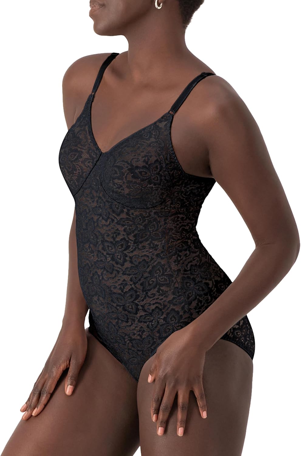 EASYBRA Women’s Lace Body Shaper – Firm Control Shapewear with Underwire Bra