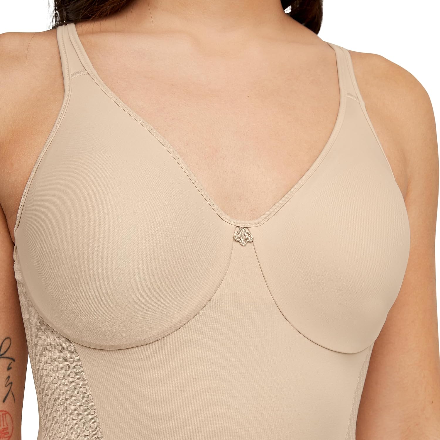 Women's Firm-Control Shapewear, All-In-One Body Shaper with Built-In Underwire Minimizer Bra