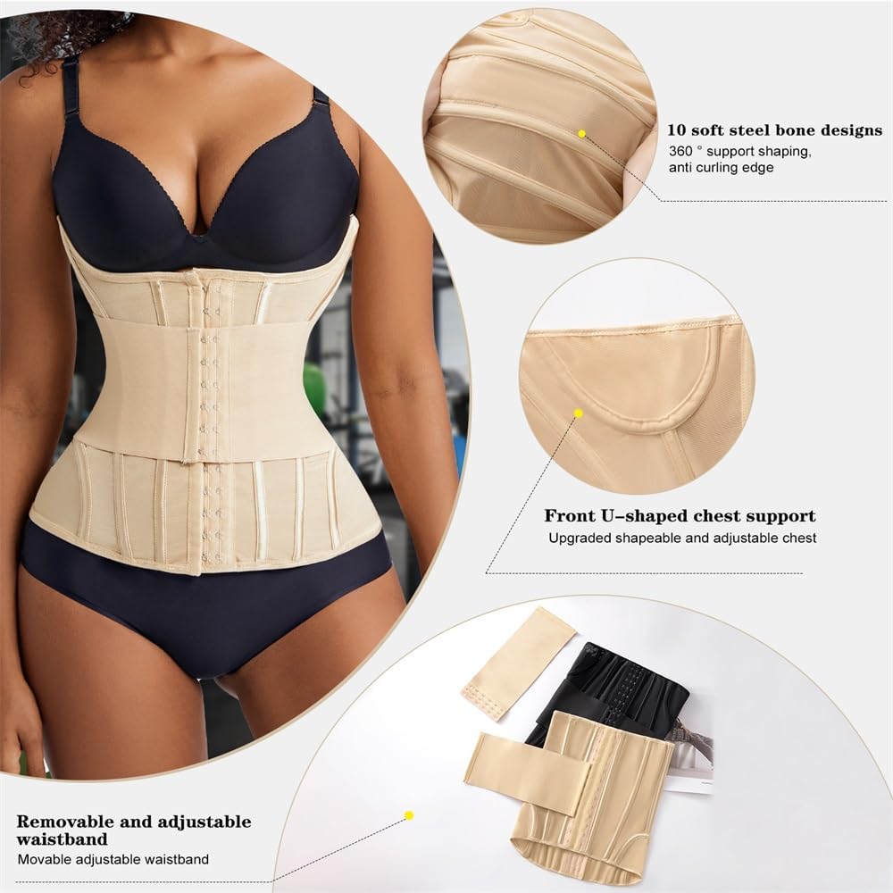 Women’s Waist Cincher – Full Body Corset Shaper with Double Belt Tummy Control