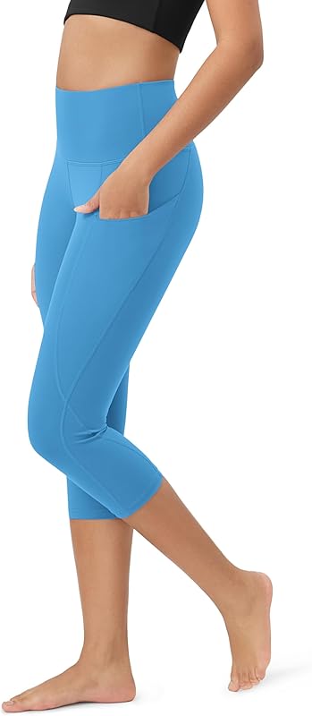 Women's High Waisted Yoga Capris with Pockets, Tummy Control Non See Through Workout Athletic Running Capri Leggings