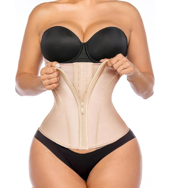 Waist Trainer for Women Latex Underbust Tummy Control Waist Cincher Corset Hourglass Body Shaper Zipper and Hooks