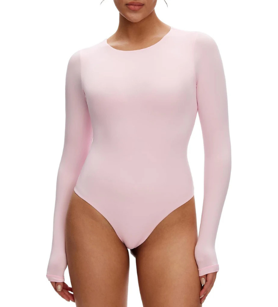 Women’s Slim Fit Bodysuit – Crew Neck Thong Top, Stretch Snap Bodysuit