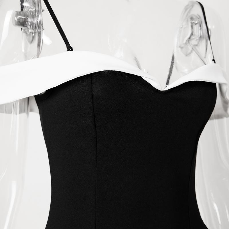 EASYBRA Women's Colorblock Off Shoulder A Line Dress, Party Club Mini Dresses,Ladies Summer Clothes