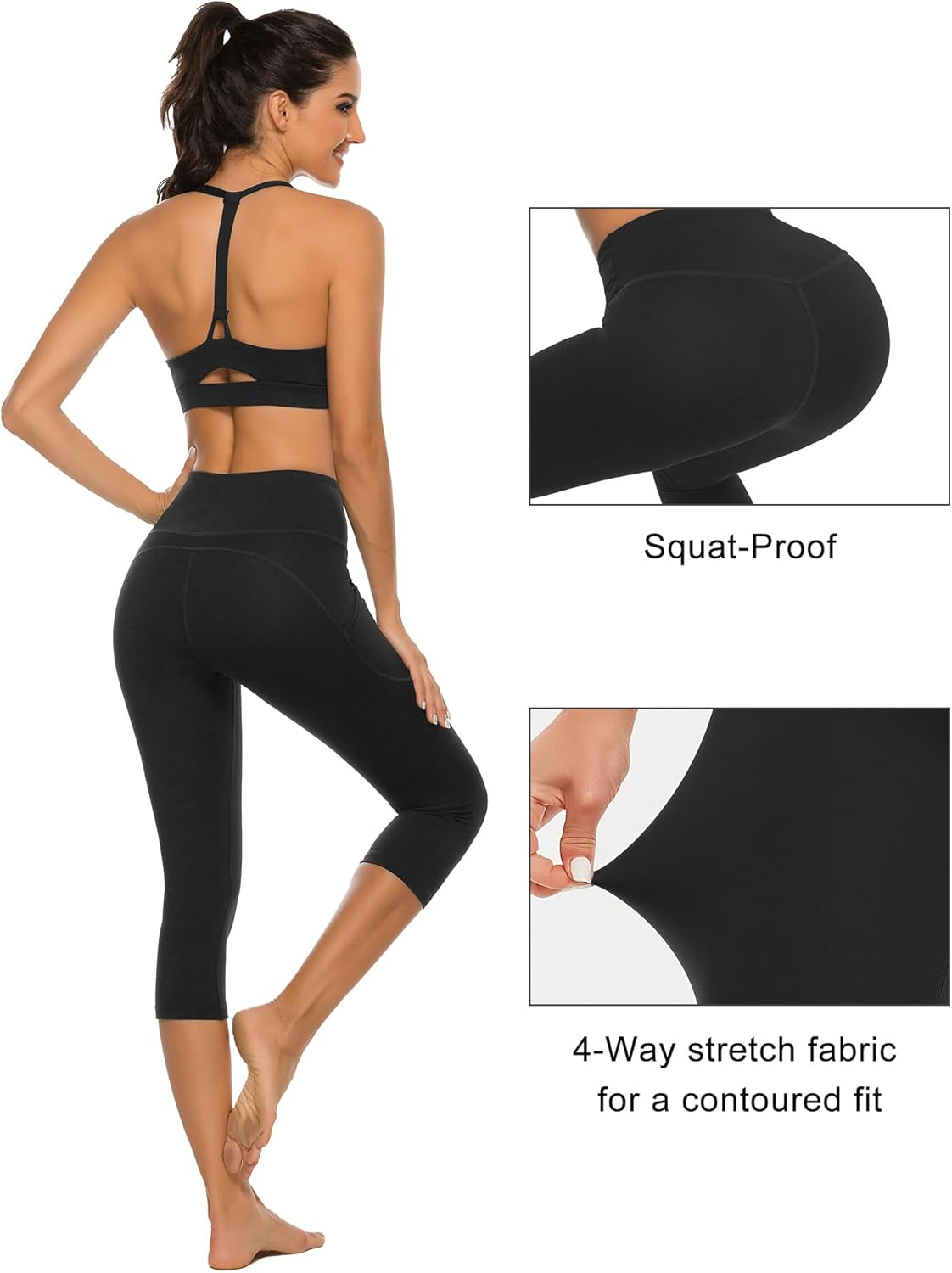 Stelle Women’s High Waist Capri Leggings – Yoga, Workout & Cycling Pants with Pockets