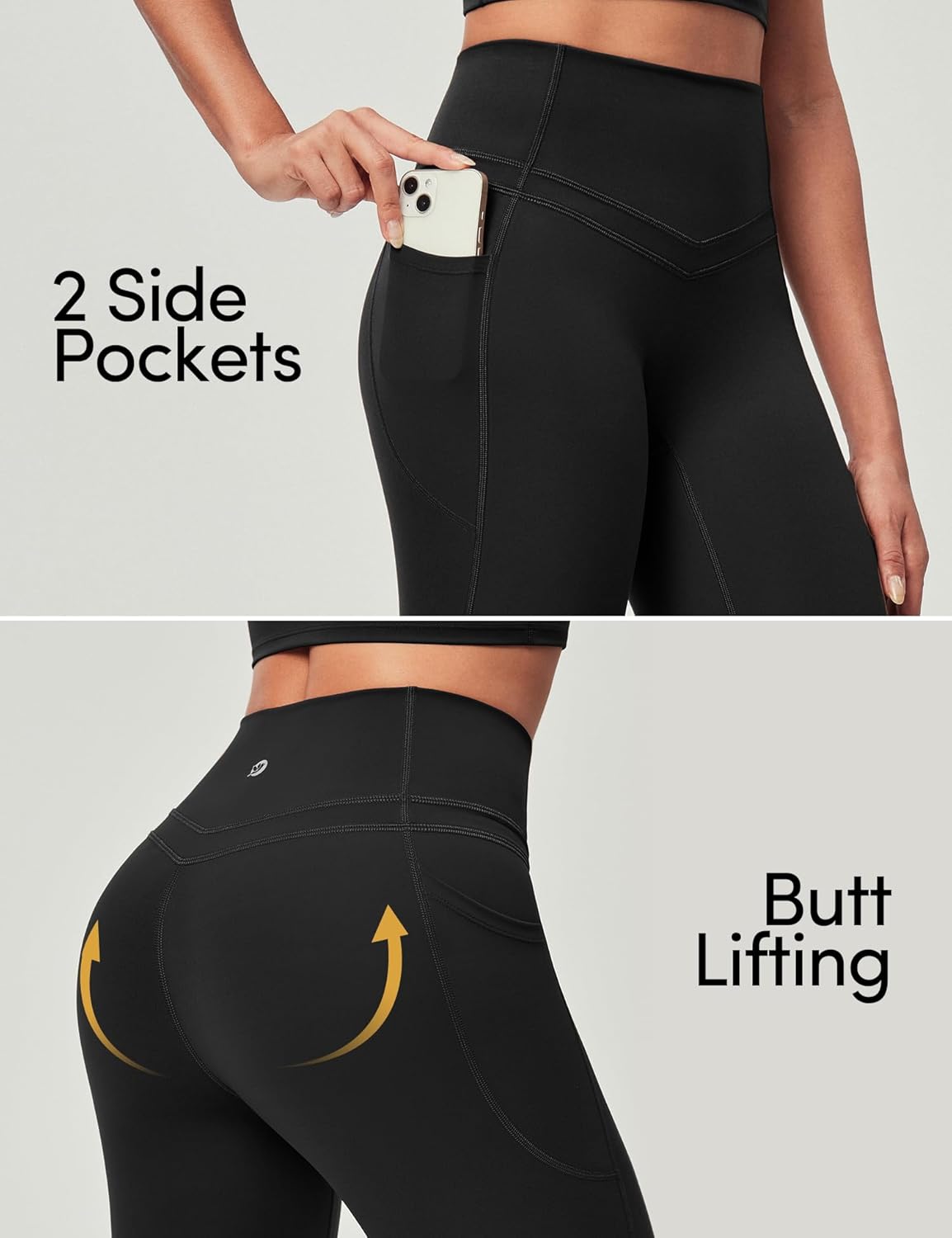 EASYBRA Compression Leggings with Pockets for Women Tummy Control Leggings No Front Seam Workout High Waist Yoga Pants