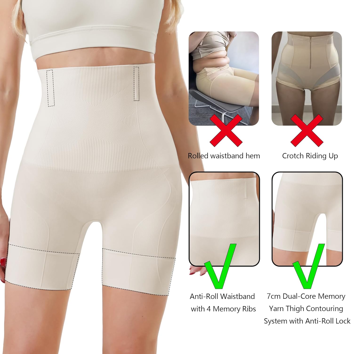 Women’s High Waist Shapewear Shorts – Tummy Control & Butt Lifting Thigh Slimmer