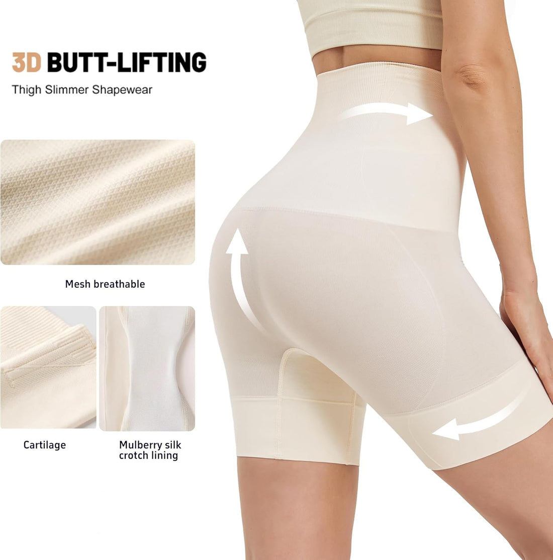 Women’s High Waist Shapewear Shorts – Tummy Control & Butt Lifting Thigh Slimmer