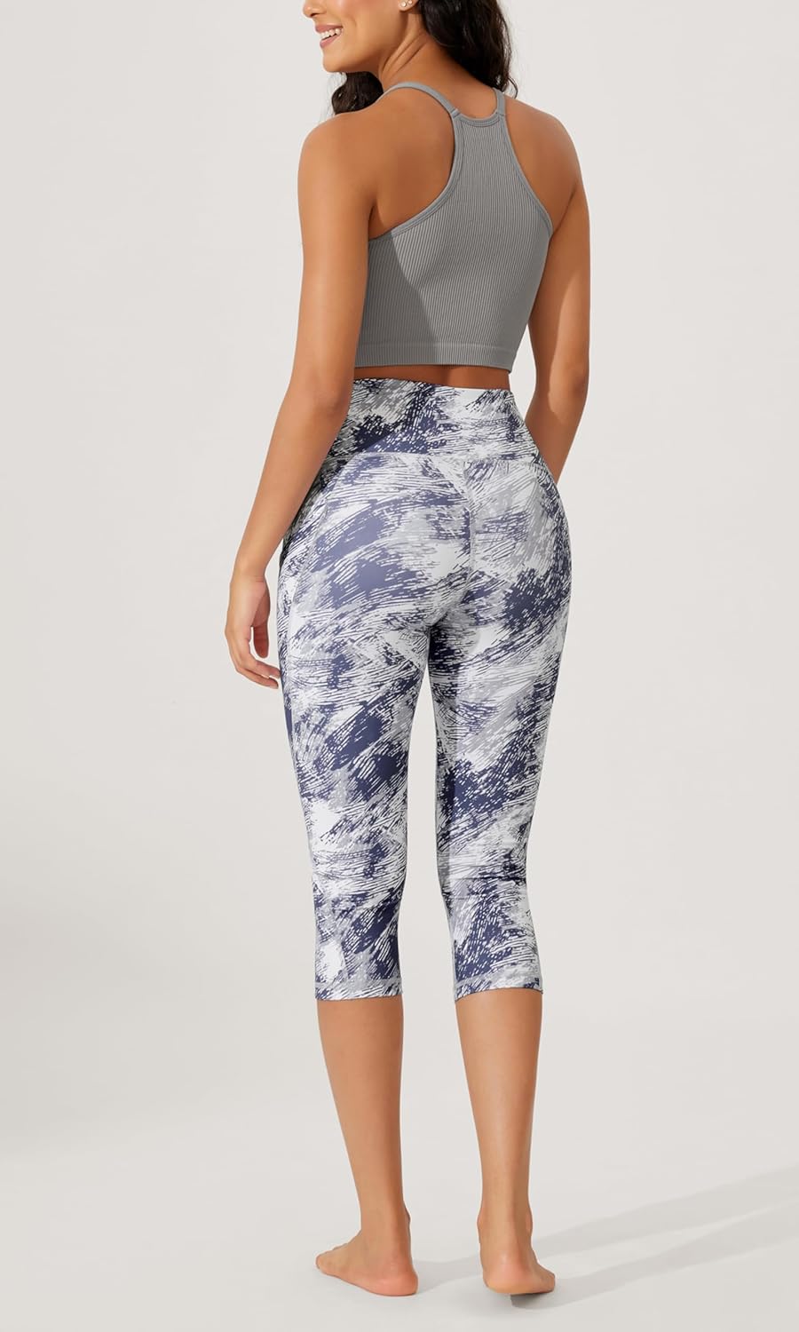 Women's High Waisted Yoga Capris with Pockets, Tummy Control Non See Through Workout Athletic Running Capri Leggings