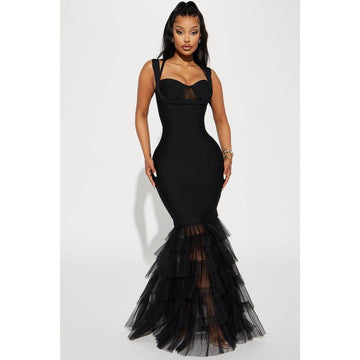 Charline Tulle Bandage Gown - Black