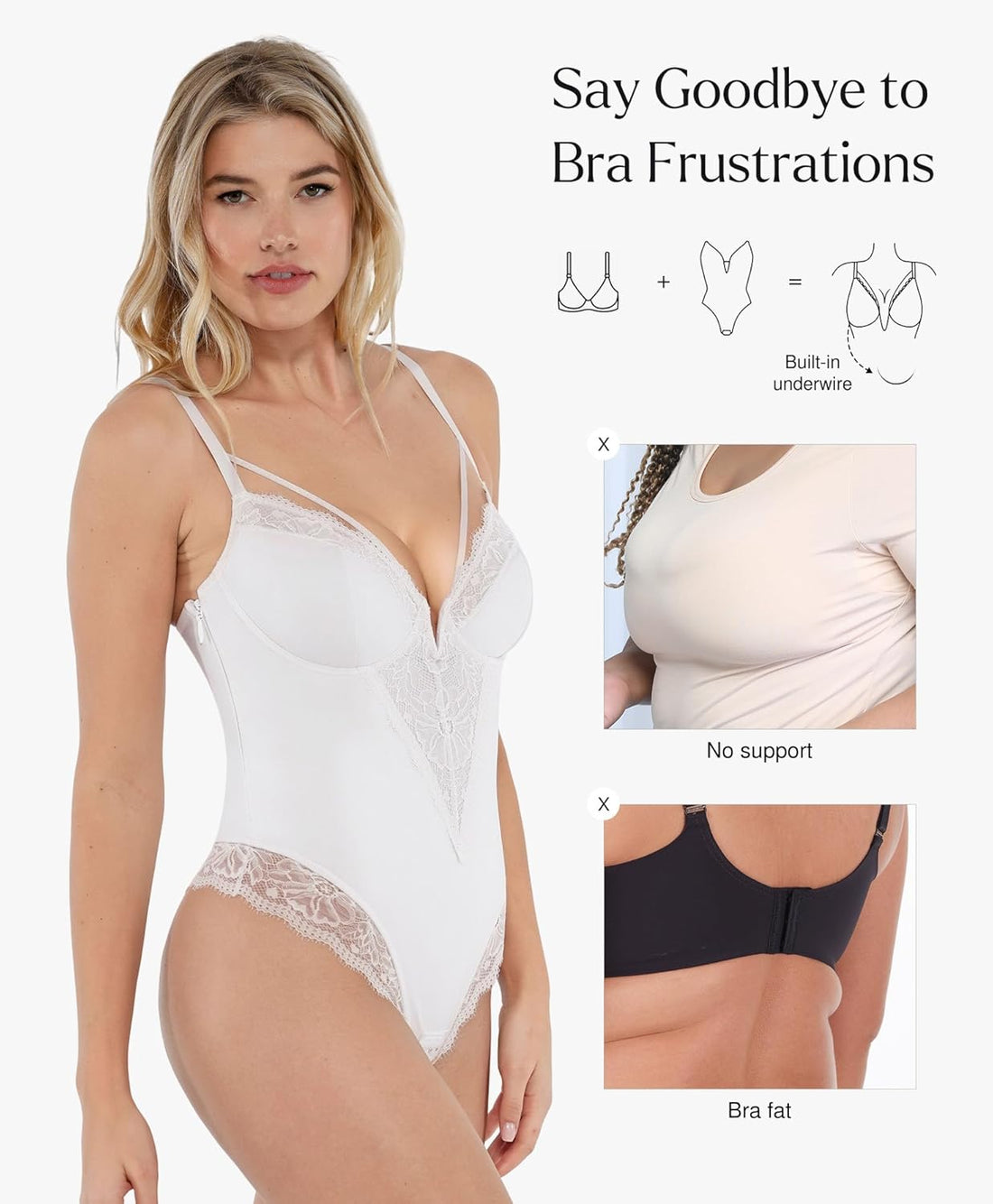 Women’s Lace Bodysuit – Tummy Control Corset with Side Zipper