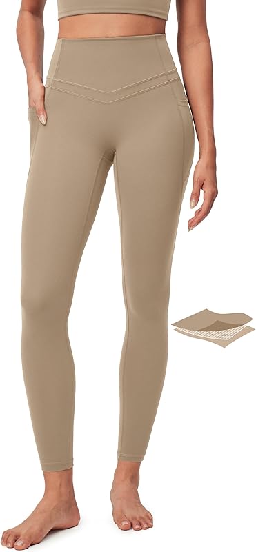 EASYBRA Compression Leggings with Pockets for Women Tummy Control Leggings No Front Seam Workout High Waist Yoga Pants