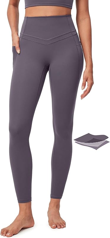 EASYBRA Compression Leggings with Pockets for Women Tummy Control Leggings No Front Seam Workout High Waist Yoga Pants
