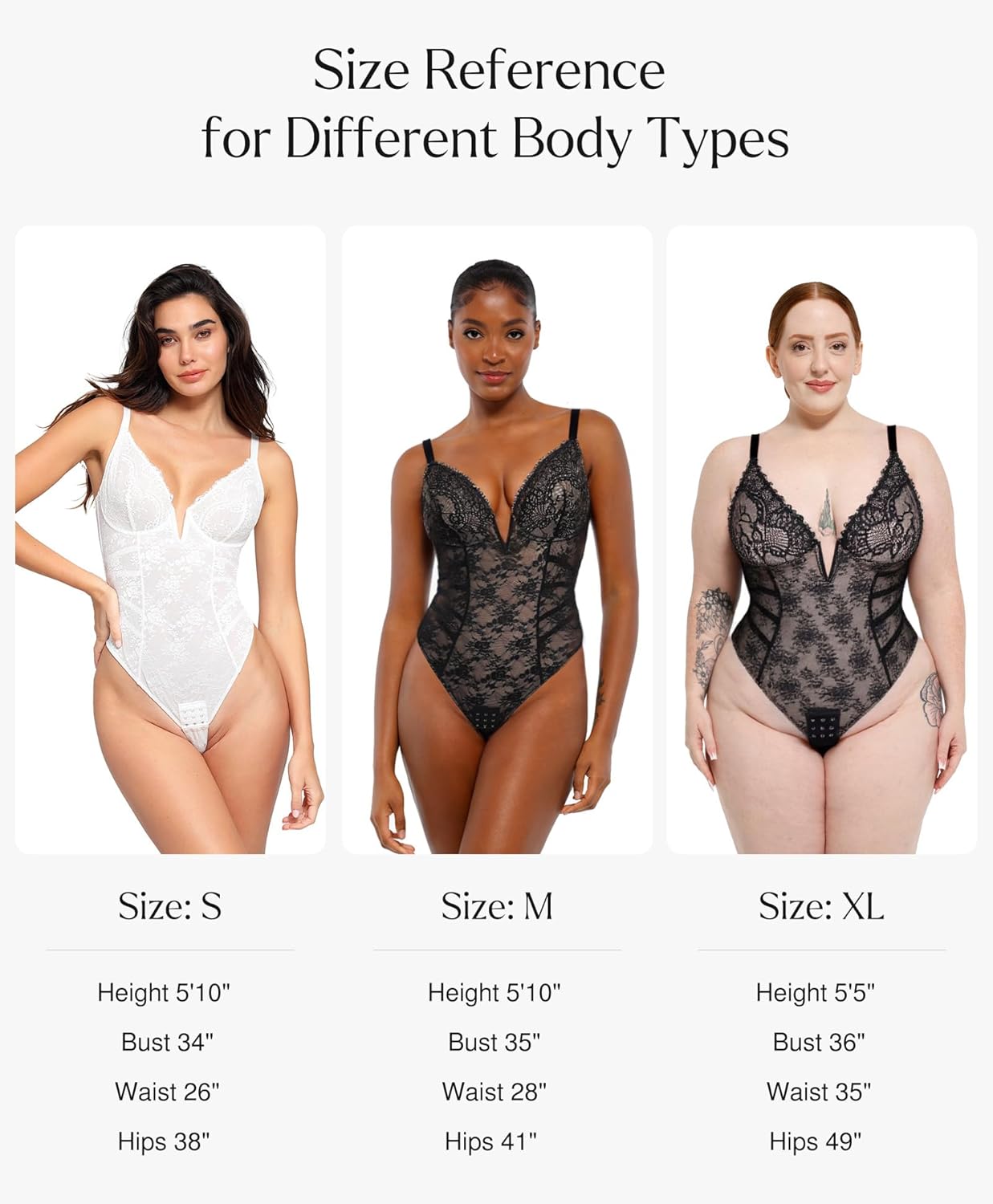 Women’s Lace Bodysuit – Deep V Neck Backless Tummy Control Shapewear