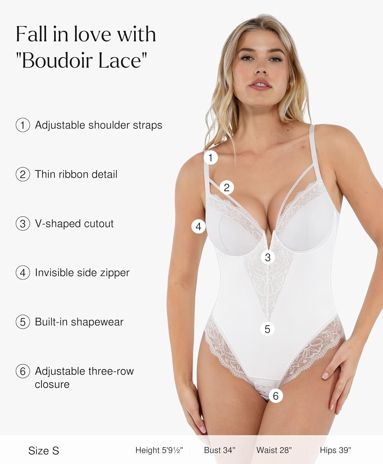 Women’s Lace Bodysuit – Tummy Control Corset with Side Zipper