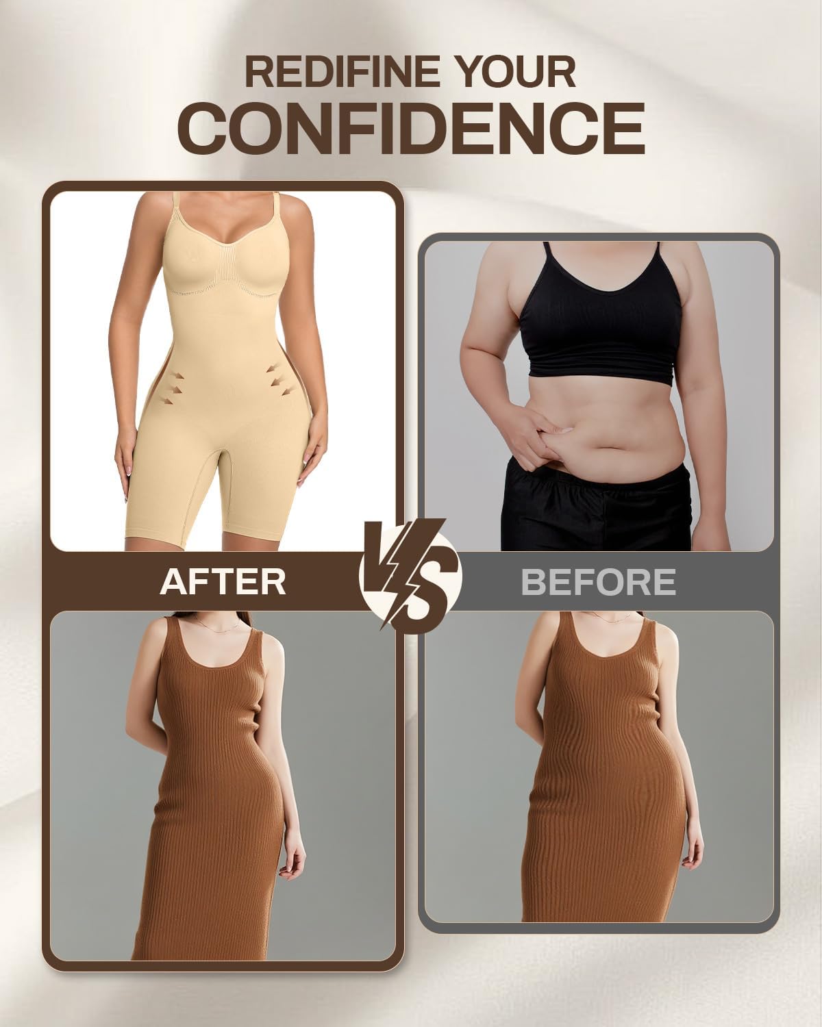 Women’s Seamless Shapewear Bodysuit – Tummy Control for Workouts & Daily Wear