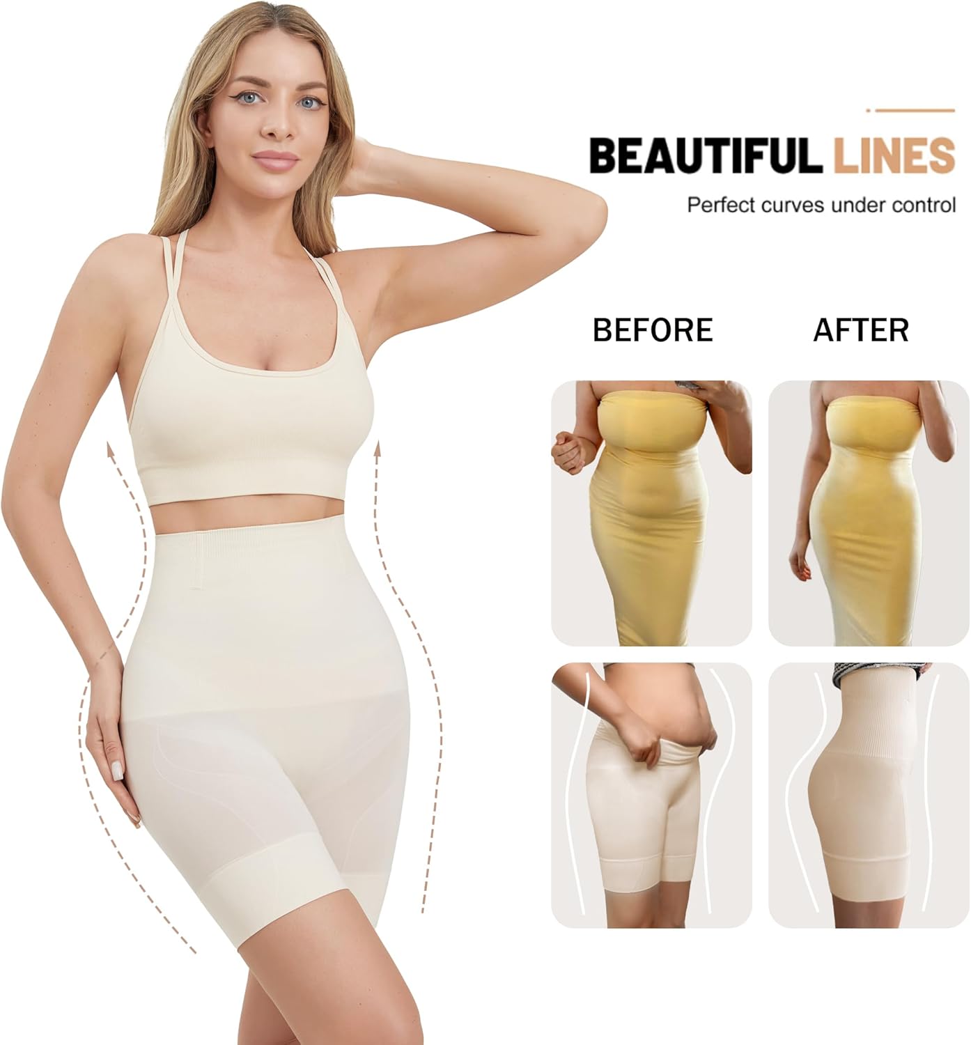 Women’s High Waist Shapewear Shorts – Tummy Control & Butt Lifting Thigh Slimmer