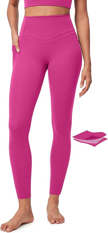 EASYBRA Compression Leggings with Pockets for Women Tummy Control Leggings No Front Seam Workout High Waist Yoga Pants