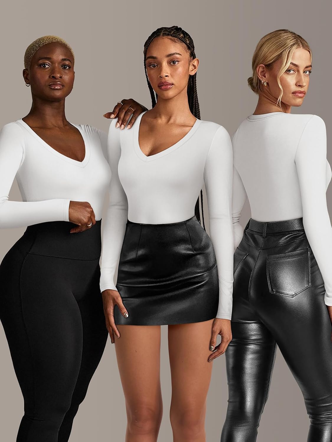 Women’s Deep V-Neck Bodysuit – Sexy Long Sleeve Going Out Top